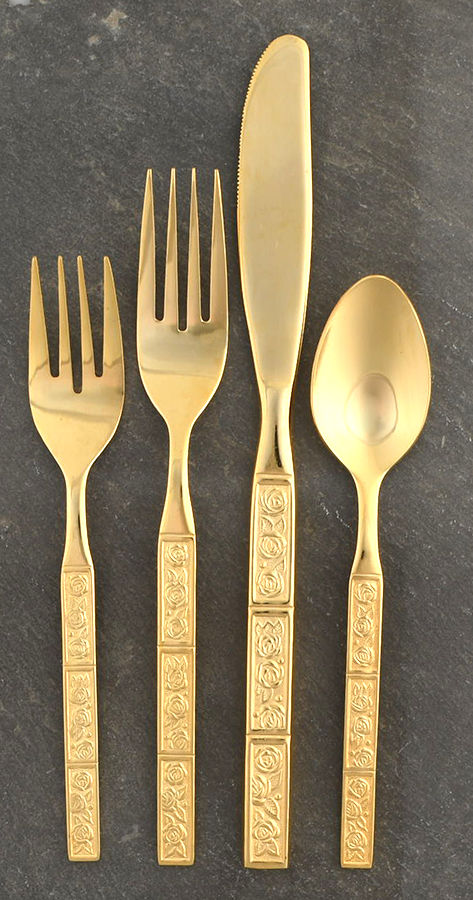Golden Dorette (Gold Electroplate) 4 Piece Place Setting by Stanley Roberts-1