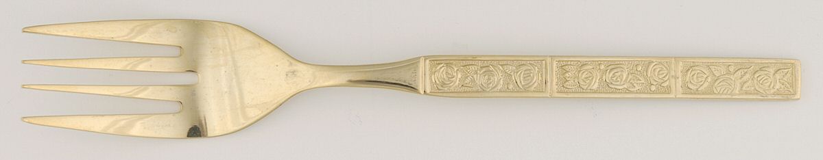 Golden Dorette (Gold Electroplate) Individual Salad Fork by Stanley Roberts-1
