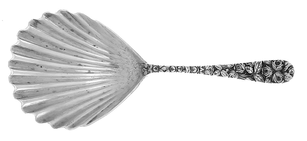 Baltimore Rose (Sterling, 1905, Decor) Tea Caddy Spoon by Schofield-1