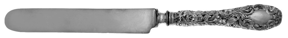 Baltimore Rose (Sterling, 1905, Decor) Old French Hollow Knife with Bolster by Schofield-1