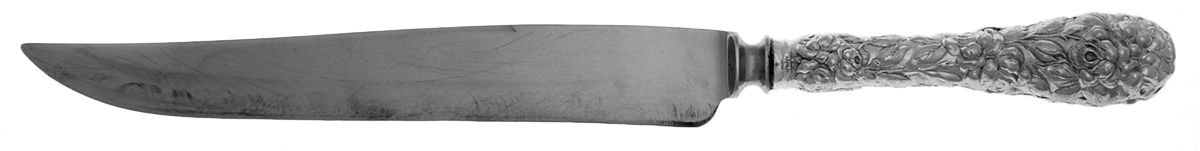 Baltimore Rose (Sterling, 1905, Decor) Large Stainless Blade Roast Carving Knife by Schofield-1