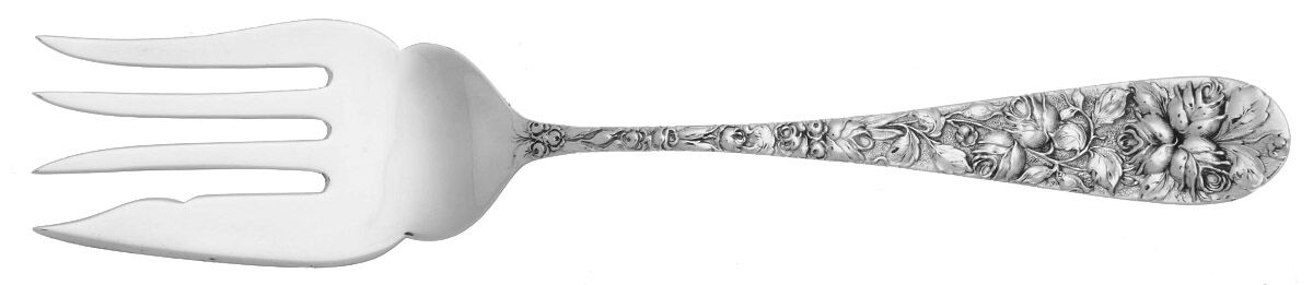 Baltimore Rose (Sterling, 1905, Decor) Fork-Cold Meat/Servg-Sm/Solid by Schofield-1