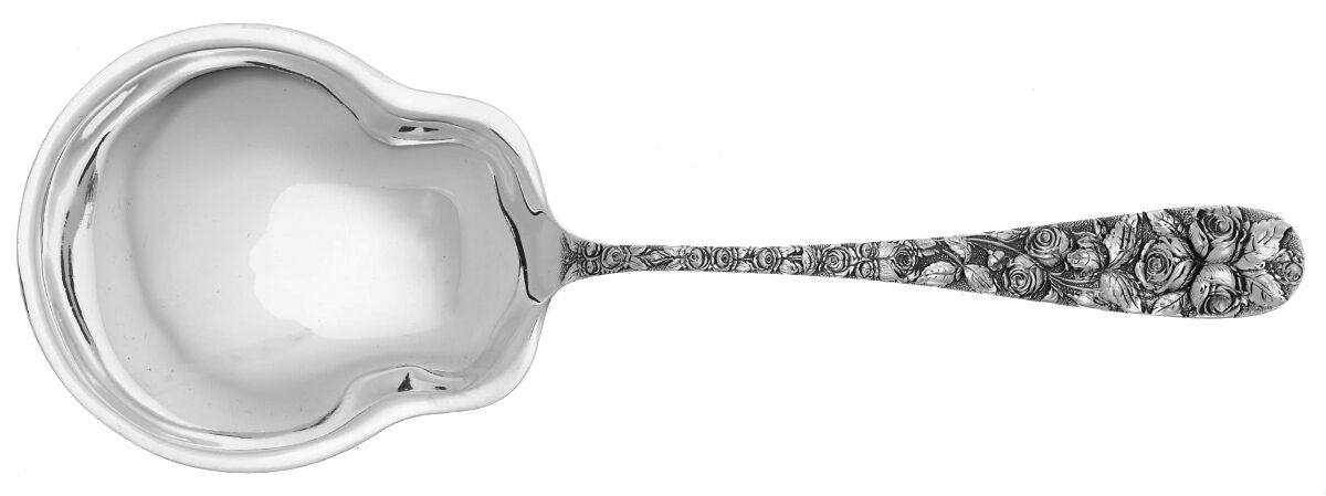 Baltimore Rose (Sterling, 1905, Decor) Large Solid Berry/Casserole Spoon by Schofield-1