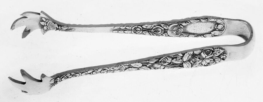 Baltimore Rose (Sterling, 1905, Decor) Small Sugar Tongs by Schofield-1