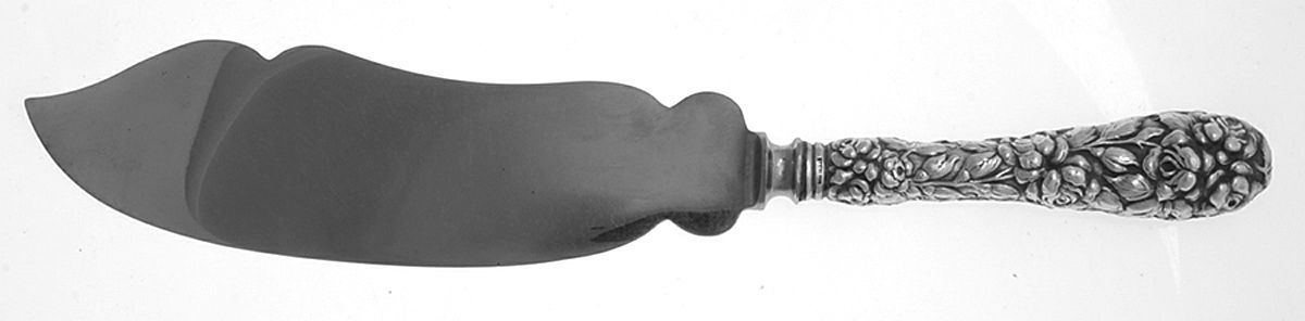 Baltimore Rose (Sterling, 1905, Decor) Ice Cream Serving Knife with Stainless Blade by Schofield-1