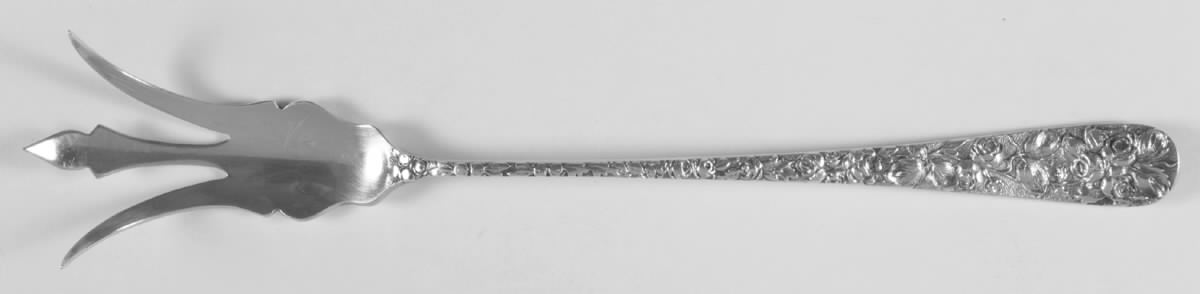 Baltimore Rose (Sterling, 1905, Decor) Large Lettuce Serving Fork by Schofield-1