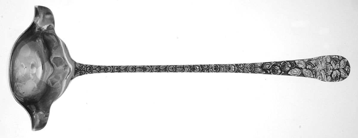 Baltimore Rose (Sterling, 1905, Decor) Large Punch Ladle, Solid Piece by Schofield-1