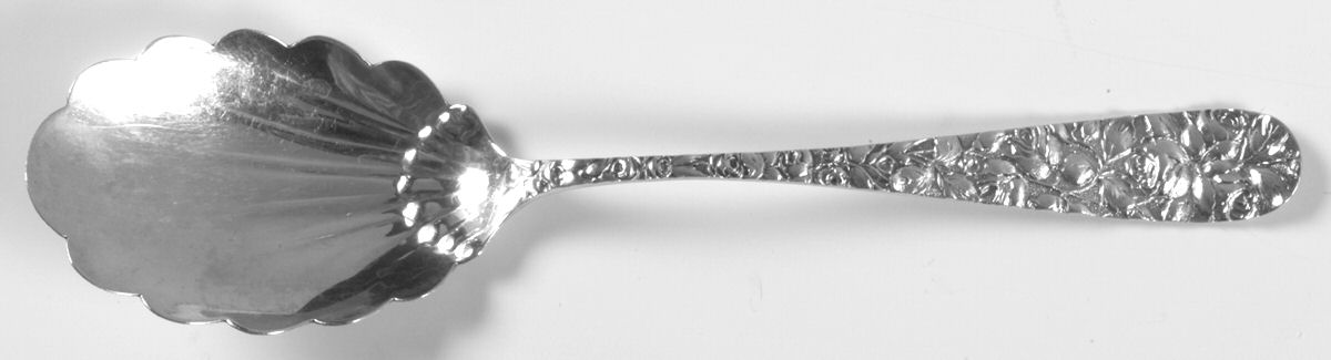 Baltimore Rose (Sterling, 1905, Decor) Solid Shell Berry/Casserole Spoon by Schofield-1