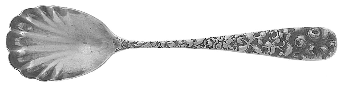 Baltimore Rose (Sterling, 1905, Decor) Sugar Shell Spoon by Schofield-1