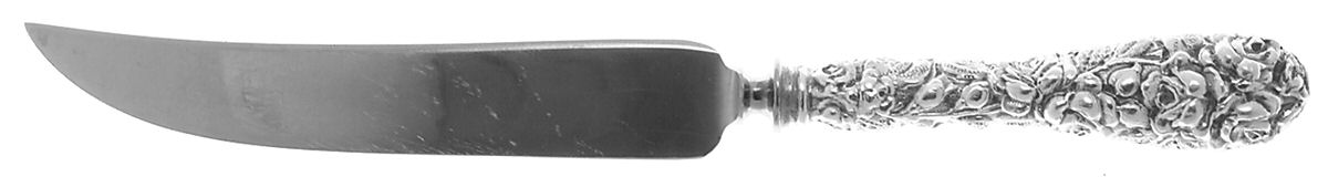 Baltimore Rose (Sterling, 1905, Decor) Small Steak Carving Knife with Stainless Blade by Schofield-1