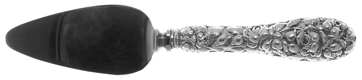 Baltimore Rose (Sterling, 1905, Decor) Cheese Server with Stainless Blade by Schofield-1