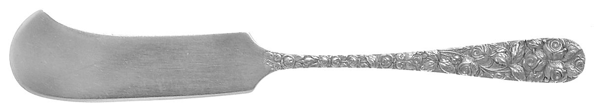 Baltimore Rose (Sterling, 1905, Decor) Large Flat Handle Butter Spreader by Schofield-1