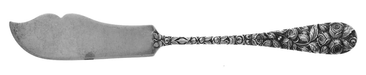 Baltimore Rose (Sterling, 1905, Decor) Flat Handle Master Butter Knife by Schofield-1