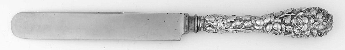 Baltimore Rose (Sterling, 1905, Decor) Old French Hollow Knife with Bolster by Schofield-1