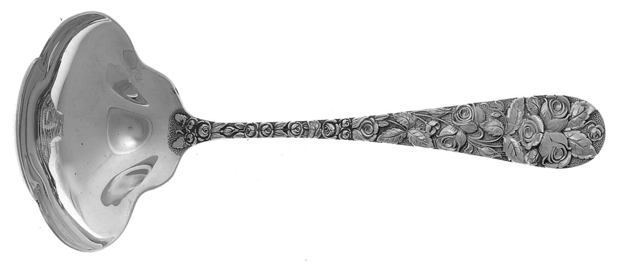 Baltimore Rose (Sterling, 1905, Decor) Solid Gravy Ladle by Schofield-1