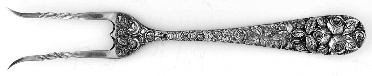 Baltimore Rose (Sterling, 1905, Decor) Altered Fork Baked Potato Fork by Schofield-1