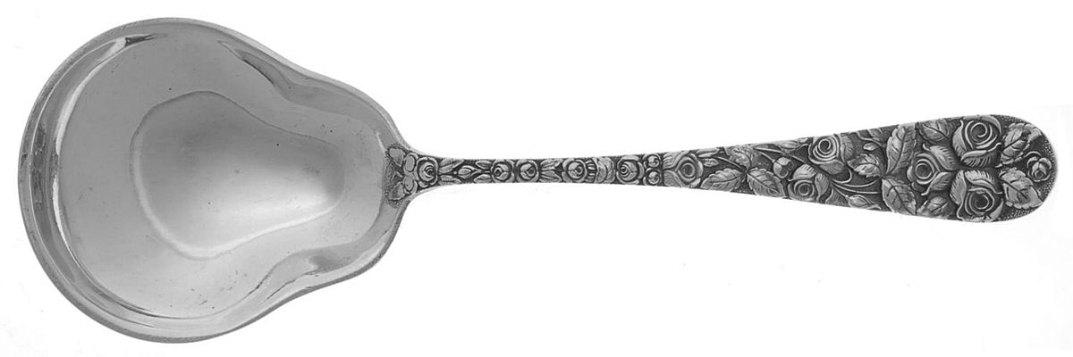 Baltimore Rose (Sterling, 1905, Decor) Small Solid Berry/Casserole Spoon by Schofield-1