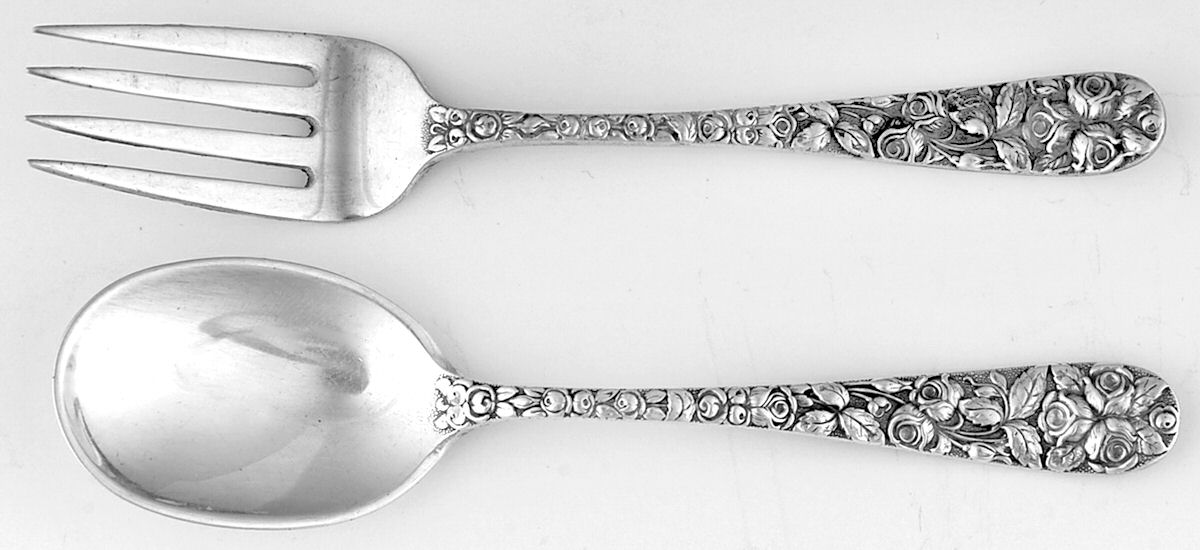 Baltimore Rose (Sterling, 1905, Decor) 2 Pc Baby Set (BF, BS) by Schofield-1