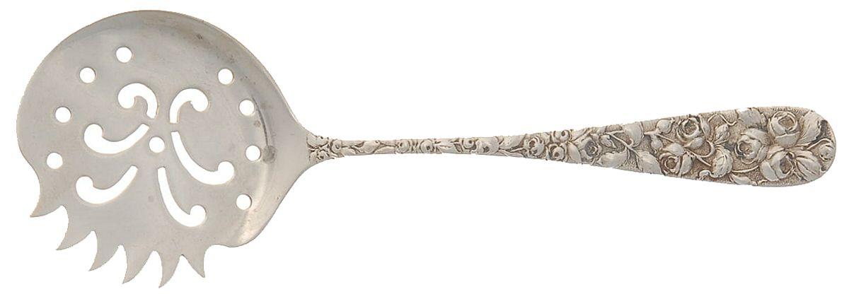 Baltimore Rose (Sterling, 1905, Decor) Small Cucumber-Tomato Server w/Saw Edge by Schofield-1