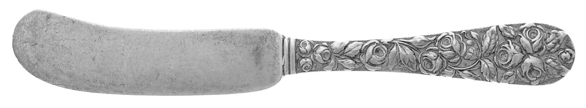 Baltimore Rose (Sterling, 1905, Decor) Small Flat Handled Butter Spreader by Schofield-1
