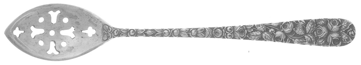 Baltimore Rose (Sterling, 1905, Decor) Pierced Bowl Short Handle Olive Spoon by Schofield-1