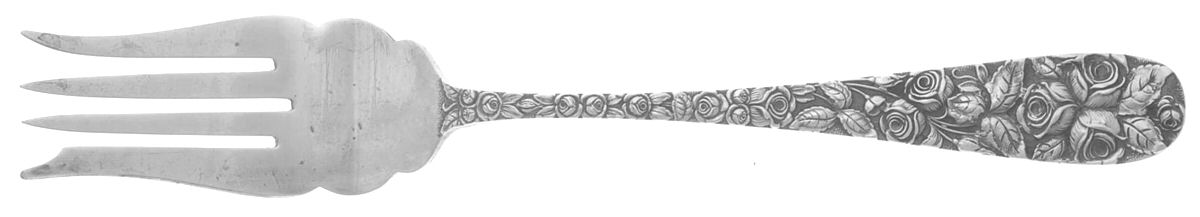Baltimore Rose (Sterling, 1905, Decor) Large Solid Cold Meat Serving Fork by Schofield-1