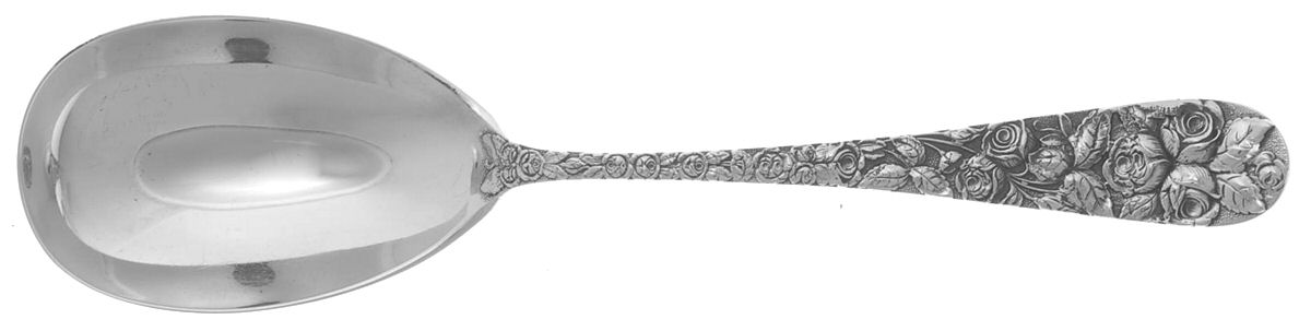Baltimore Rose (Sterling, 1905, Decor) Large Solid Serving Spoon by Schofield-1