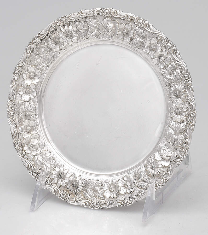 Baltimore Rose (Sterling, Hollowware) Bread Plate by Schofield-1