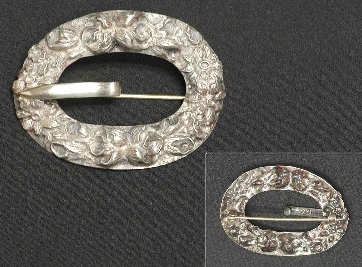 Baltimore Rose (Sterling, Hollowware) Belt Buckle/Pin by Schofield-1