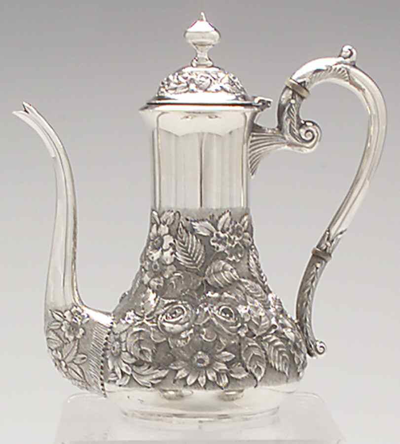 Baltimore Rose (Sterling, Hollowware) Sterling Demitasse Pot by Schofield-1