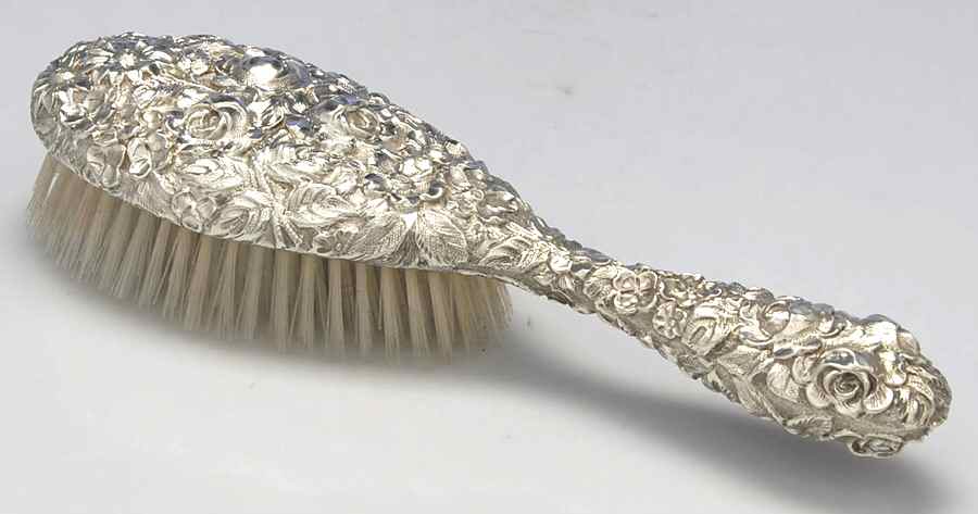 Baltimore Rose (Sterling, Hollowware) Hair Brush by Schofield-1