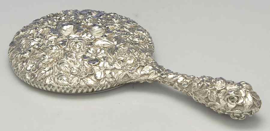 Baltimore Rose (Sterling, Hollowware) Mirror with Handle by Schofield-1