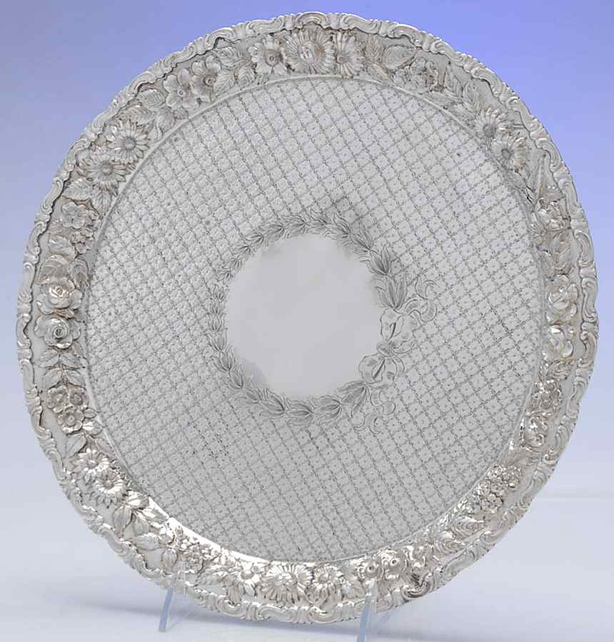 Baltimore Rose (Sterling, Hollowware) 11" Round Tray by Schofield-1