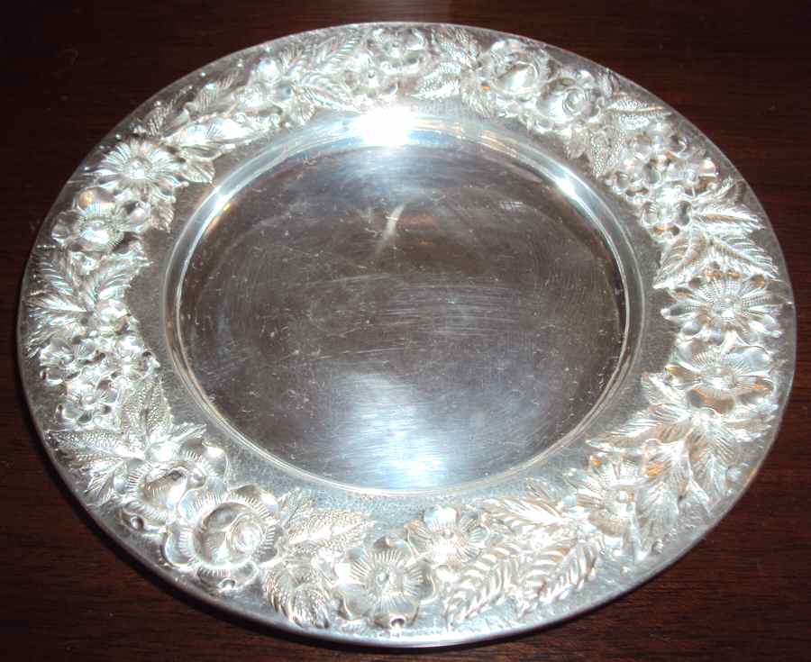Baltimore Rose (Sterling, Hollowware) Bread Plate by Schofield-1