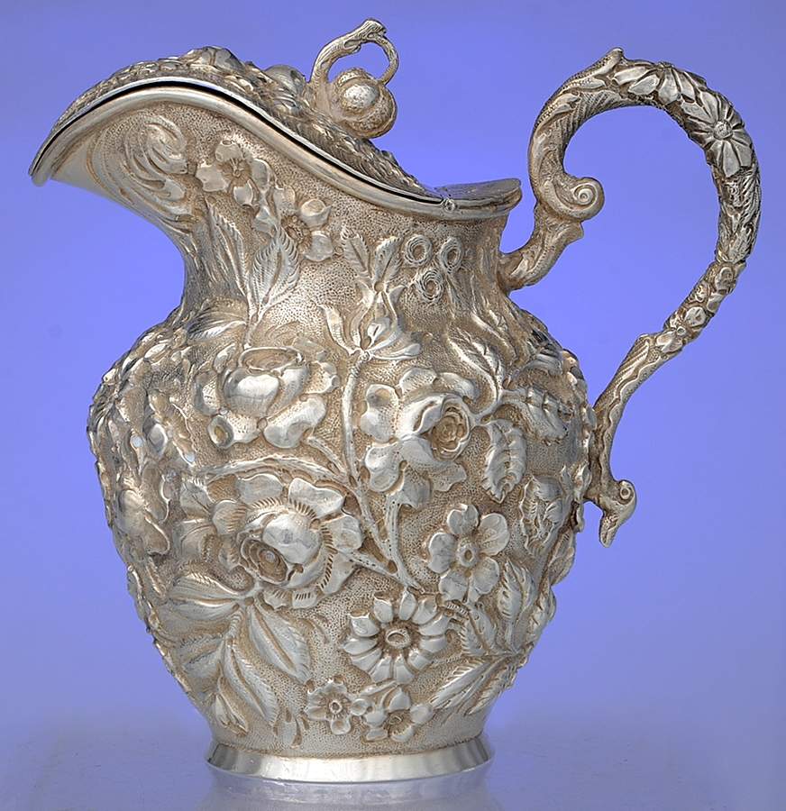 Baltimore Rose (Sterling, Hollowware) Syrup Pitcher with Hinged Lid by Schofield-1