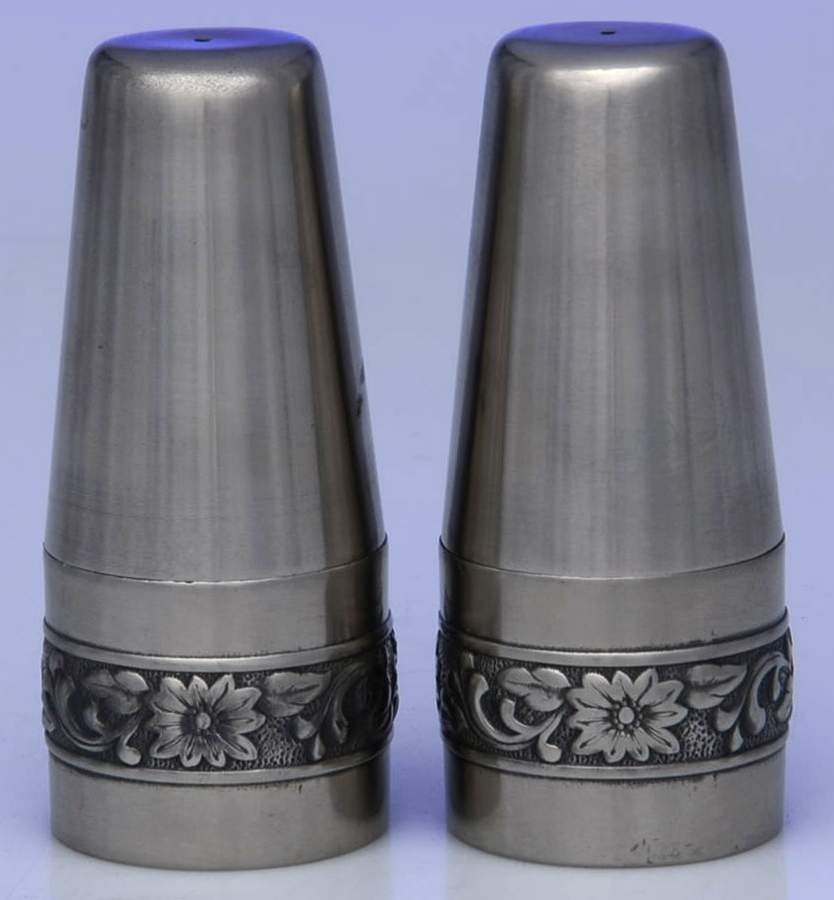 Evening Lace (Stainless, Hollowware) Salt and Pepper Set by Stanley Roberts-1