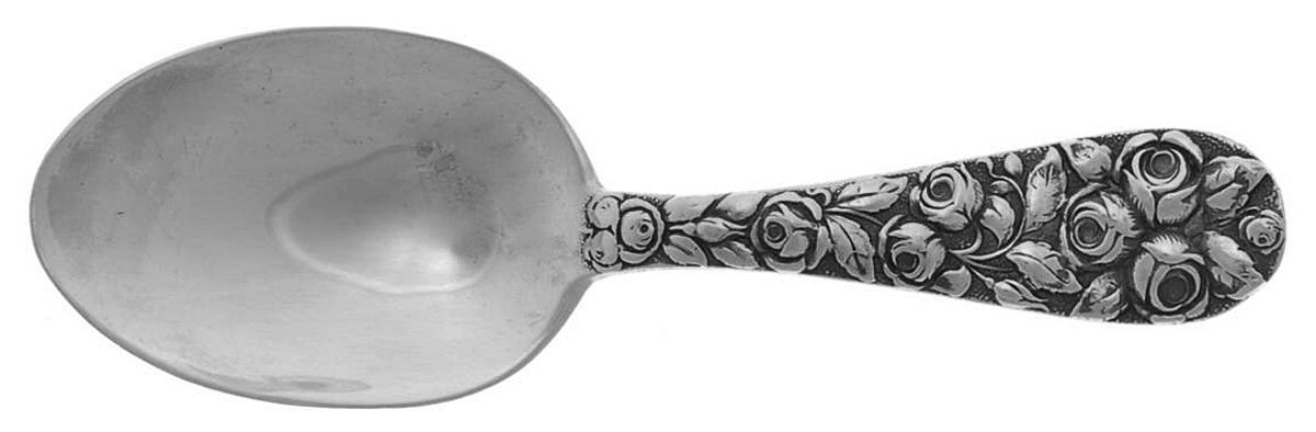 Baltimore Rose (Sterling, 1905, Plain) Straight Handle Baby Spoon by Schofield-1