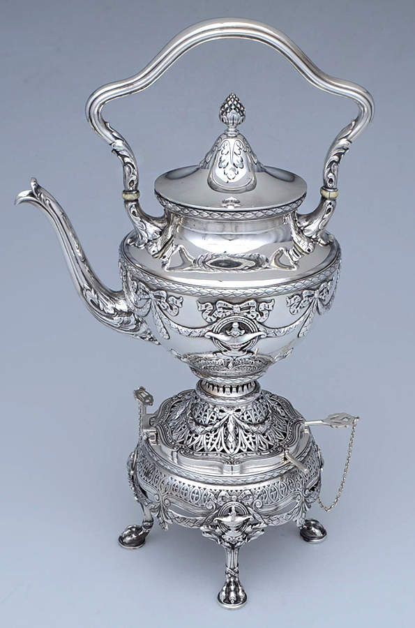 Adam (Sterling, 1909, Hollowware) Kettle, Stand & Burner by Shreve Silver-1