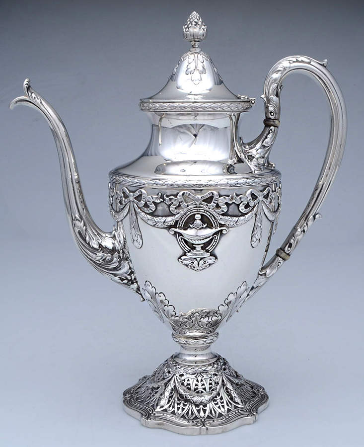 Adam (Sterling, 1909, Hollowware) Coffee Pot by Shreve Silver-1