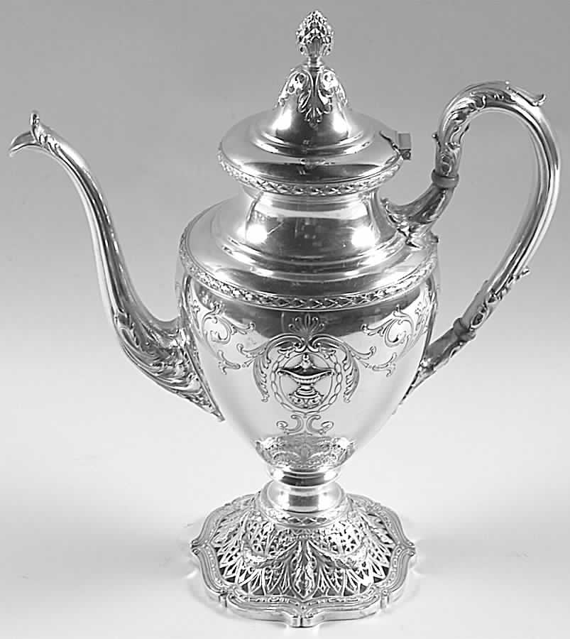 Adam (Sterling, 1909, Hollowware) Coffee Pot by Shreve Silver-1