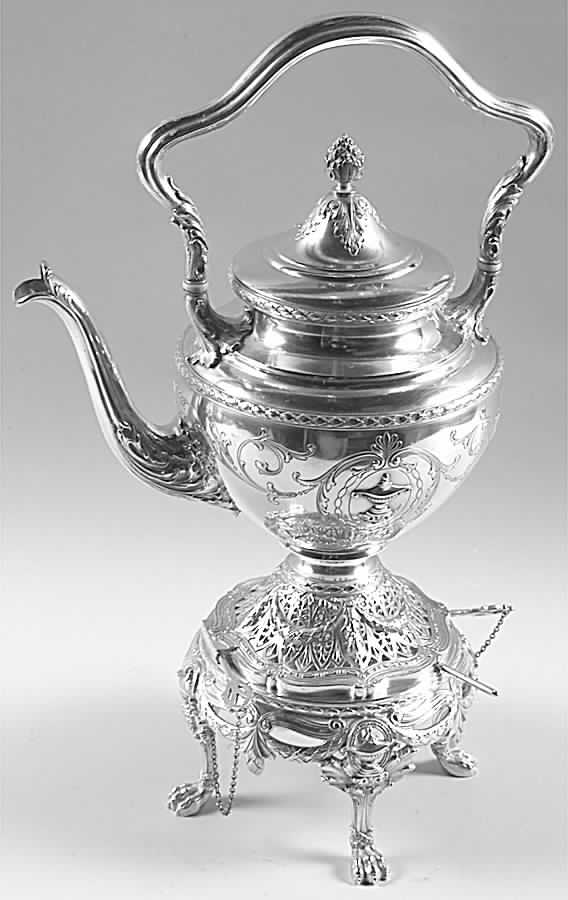 Adam (Sterling, 1909, Hollowware) Kettle, Stand & Burner by Shreve Silver-1
