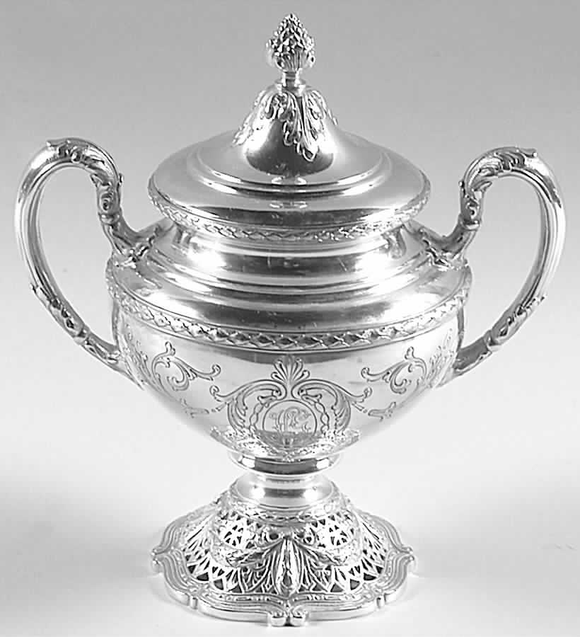 Adam (Sterling, 1909, Hollowware) Sugar Bowl & Lid by Shreve Silver-1