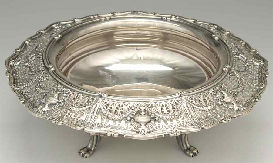 Adam (Sterling, 1909, Hollowware) 16" Round Footed Centerpiece by Shreve Silver-1