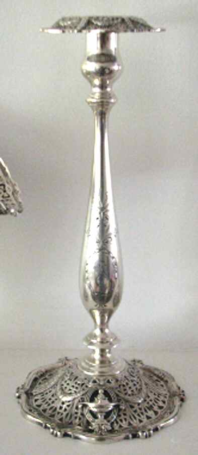 Adam (Sterling, 1909, Hollowware) 13" Weighted Candlestick by Shreve Silver-1