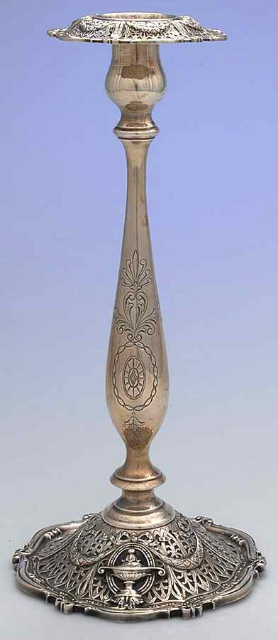Adam (Sterling, 1909, Hollowware) 13" Weighted Candlestick by Shreve Silver-1