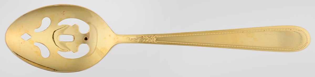 Golden Beaded Elegance (Gold Electroplate) Pierced Tablespoon (Serving Spoon) by Stanley Roberts-1