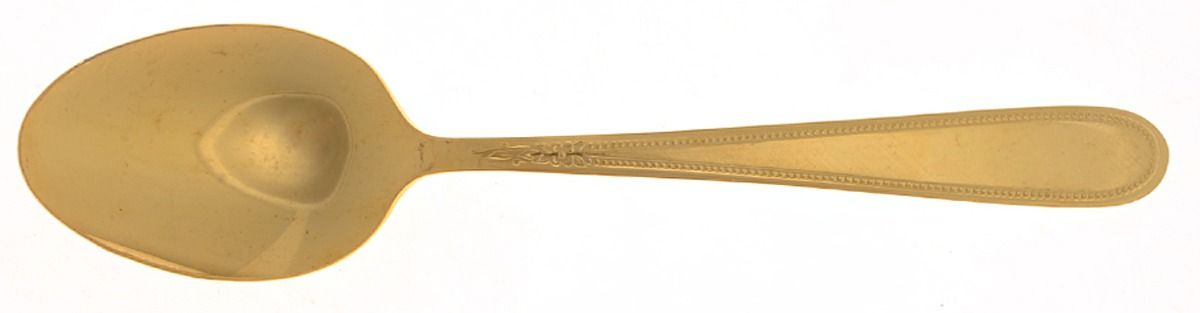Golden Beaded Elegance (Gold Electroplate) Place/Oval Soup Spoon by Stanley Roberts-1