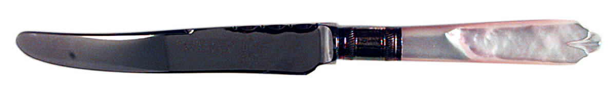Feather(Silverplate, Pearl Handle) Tea Knife with Stainless Blade by Samuel Peace-1