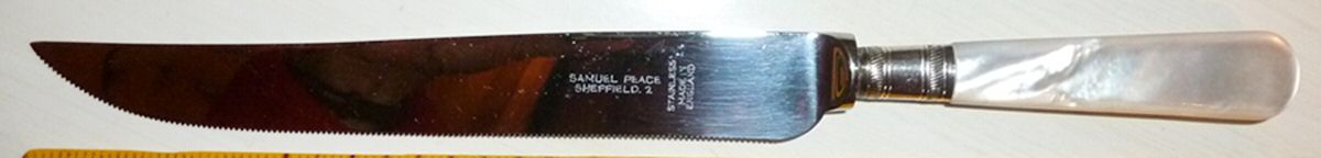 Old English (Silverplate, Pearl Handle)  Cake Knife with Stainless Blade by Samuel Peace-1