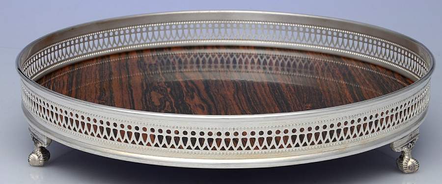 Silverplate Hollowware Brown Formica Center Round Tray by Sheffield Silver Co (USA)-1